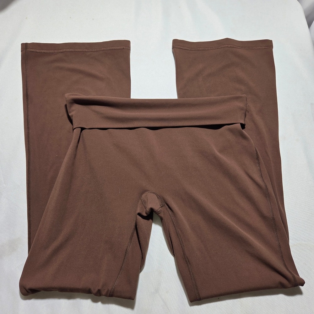 Tasc Performance Brown High Rise Flare Yoga Pants Crossover Waistband Small